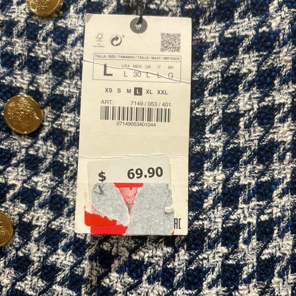 NWT Zara Houndstooth Buttoned Culotte Wide Leg Trousers Size Large - Picture 8 of 10